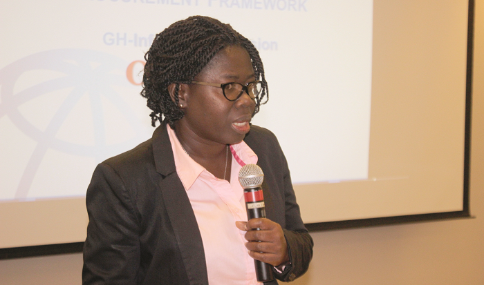 Ms Beatrix Allah Mensah, a Senior Operations Officer at the World Bank Ghana Office, making some comments at the forum. Picture: NII MARTEY M. BOTCHWAY